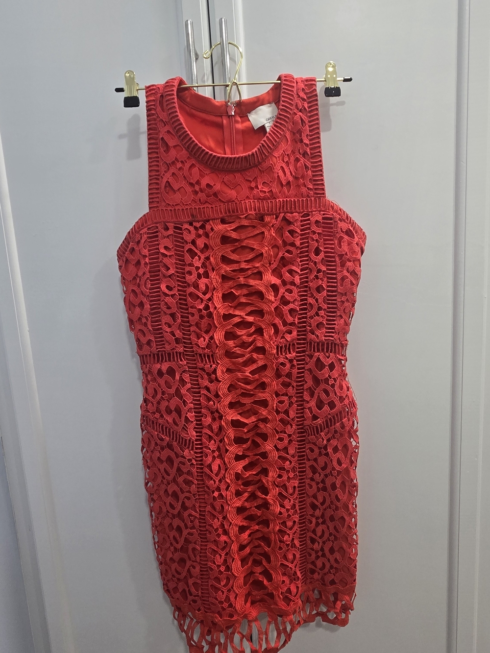 Greylin Red Crochet Lace Mini Dress